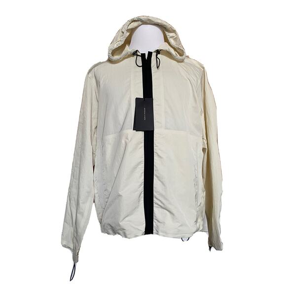 Bottega Veneta Men's Blouson Tech Nylon Chalk Jacket with Hoodie 40 US NWT $1850
